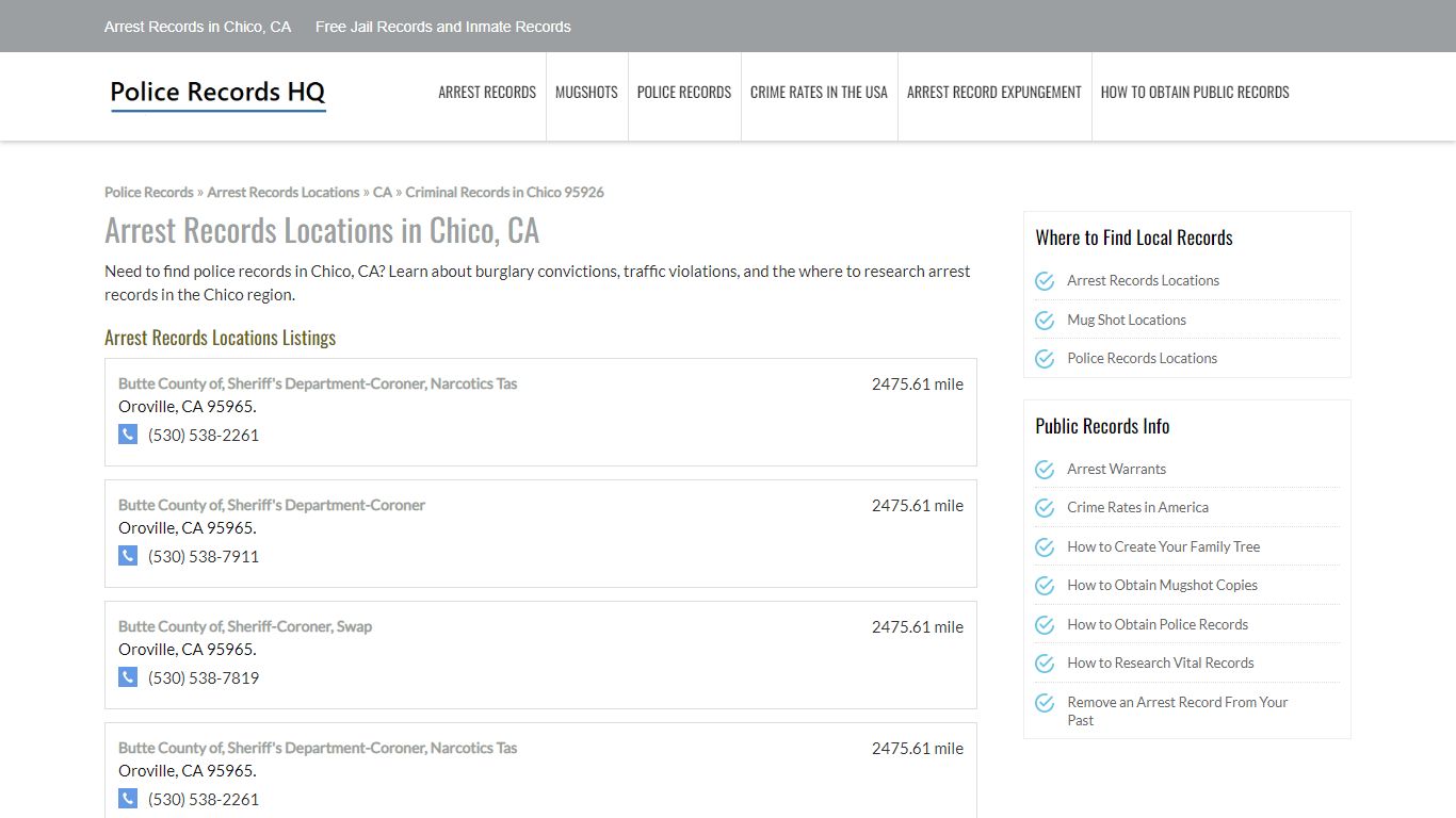 Arrest Records in Chico, CA - Free Jail Records and Inmate Records