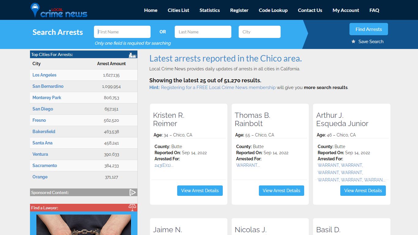 Chico California Arrest Records | Local Crime News